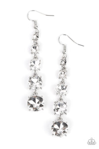 Red Carpet Charmer - White Rhinestone Earrings - Sabrinas Bling Collection