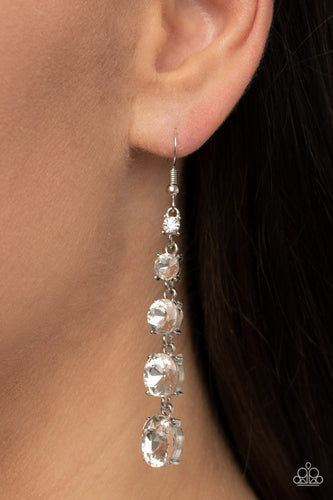 Red Carpet Charmer - White Rhinestone Earrings - Sabrinas Bling Collection
