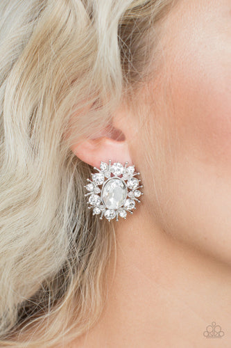 Serious Star Power - White Earrings Paparazzi Jewelry - Sabrina's Bling Collection