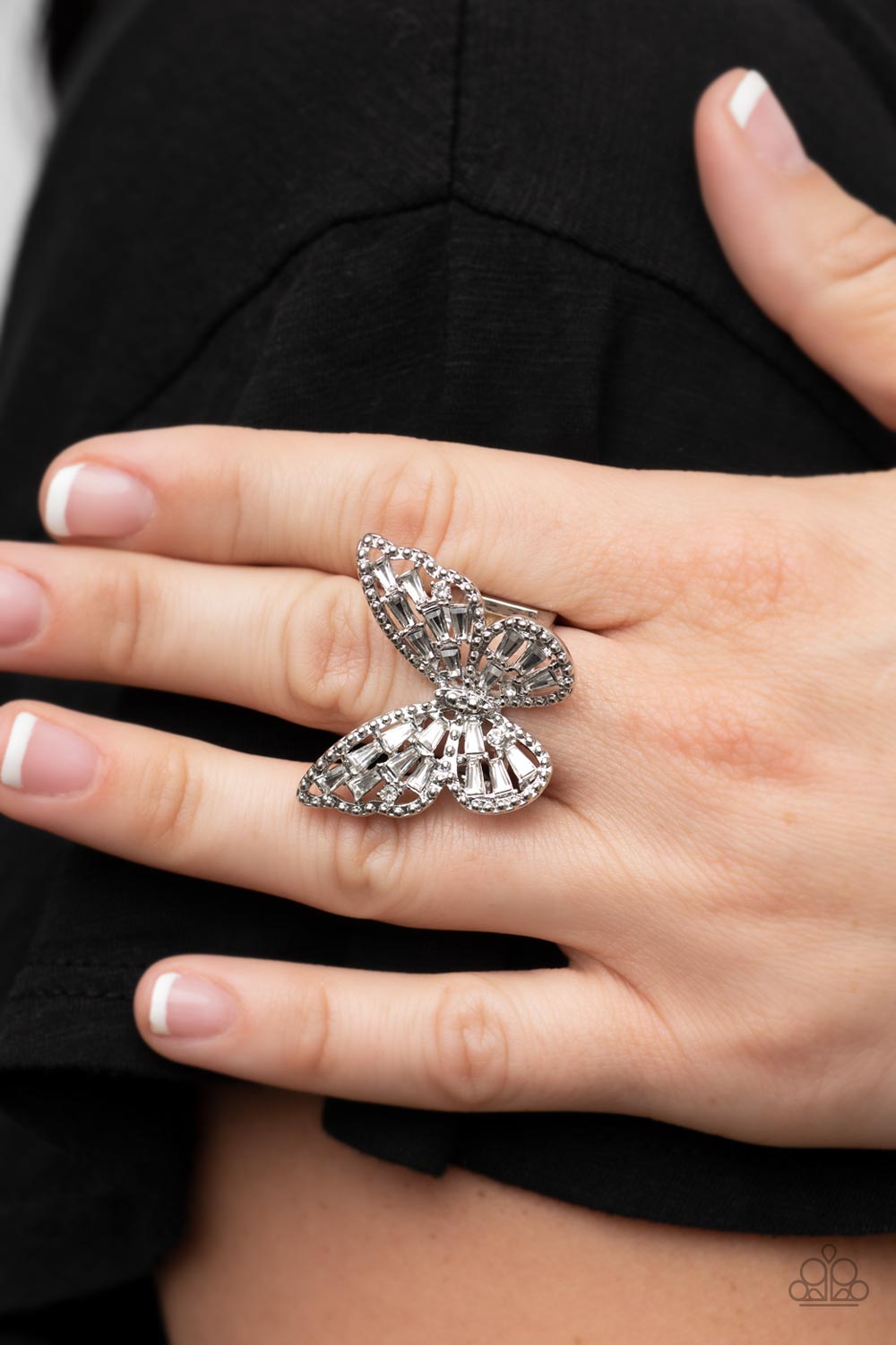 Bright-Eyed Butterfly - White Rhinestone - Sabrinas Bling Collection
