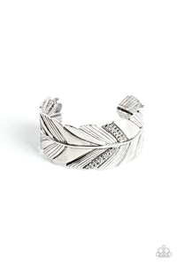 Party FOWL - Silver Hematite Feather Bracelet - Sabrinas Bling Collection
