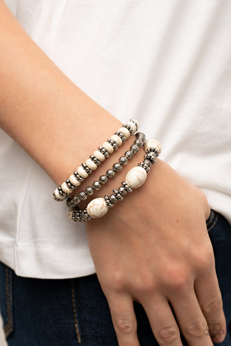 Take by SANDSTORM - White Crackle Stone Bracelet - Sabrina's Bling Collection