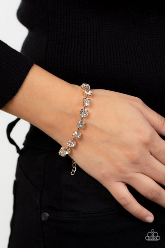A-Lister Afterglow - Gold & White Rhinestone Bracelet - Sabrina's Bling Collection