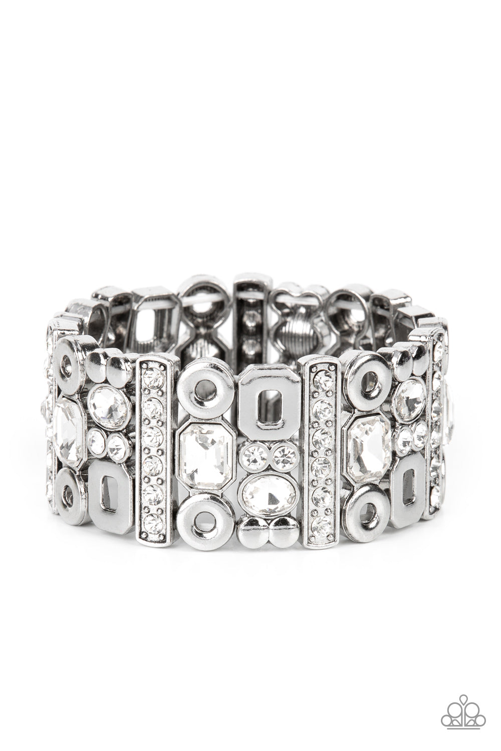 Dynamically Diverse - White Geometric Bracelet - Sabrina's Bling Collection