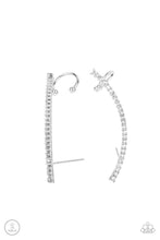 Load image into Gallery viewer, Sleekly Shimmering - White Ear Crawler Earrings - Sabrina&#39;s Bling Collection