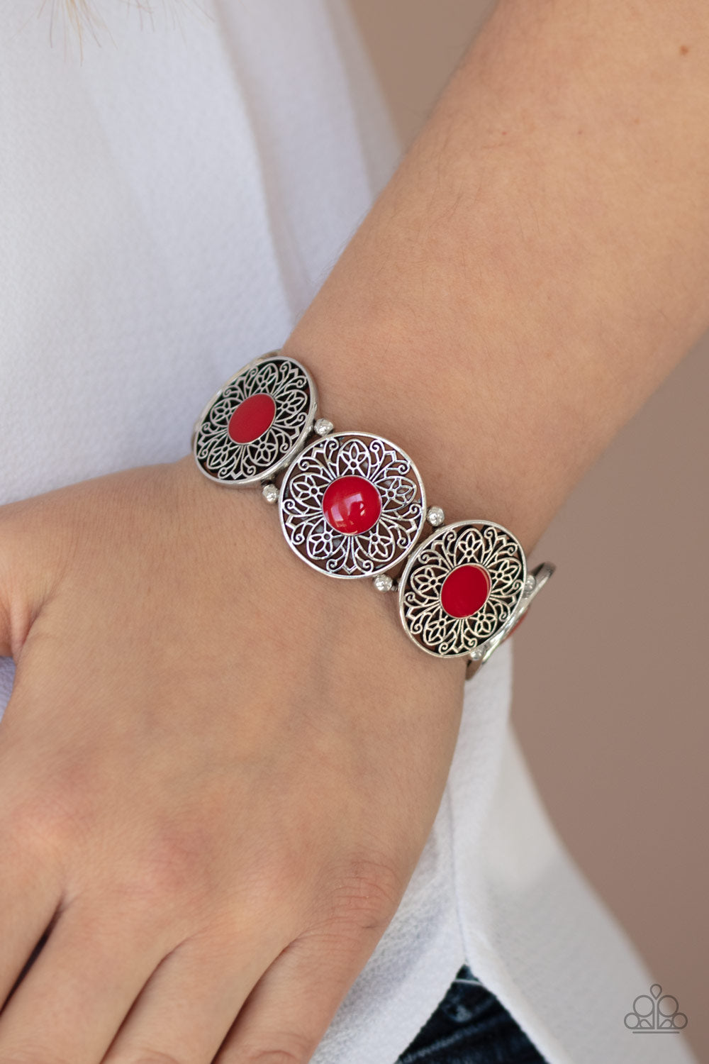 Painted Garden - Red Bracelet Paparazzi Accessories - Sabrina's Bling Collection