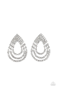 Take a POWER Stance - White Rhinestone Earrings - Sabrinas Bling Collection