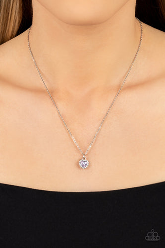 A Little Lovestruck - Purple Rhinestone Heart Necklace - Sabrina's Bling Collection