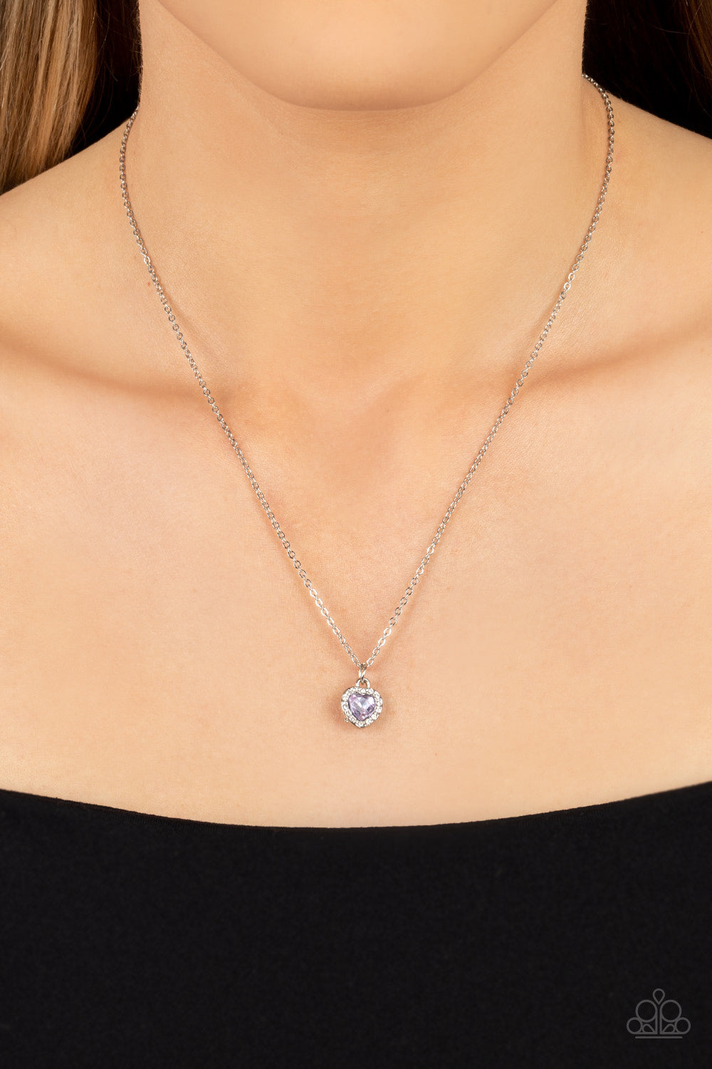 A Little Lovestruck - Purple Rhinestone Heart Necklace - Sabrina's Bling Collection
