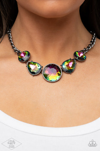 All The Worlds My Stage - Multi Oil Spill Necklace - Paparazzi Accessories