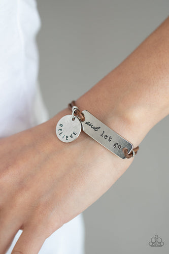 Believe and Let Go - Brown & Silver Inspirational Bracelet - Sabrina's Bling Collection