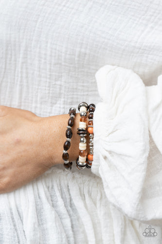 Belongs In The Wild - Multi Orange, Brown & Silver Bracelet - Sabrina's Bling Collection