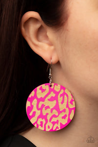 Catwalk Safari - Pink Wood Earrings - Sabrina's Bling Collection