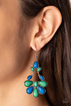 Load image into Gallery viewer, Colorfully Canopy - Multi Blue &amp; Green Earrings - Sabrina&#39;s Bling Collection