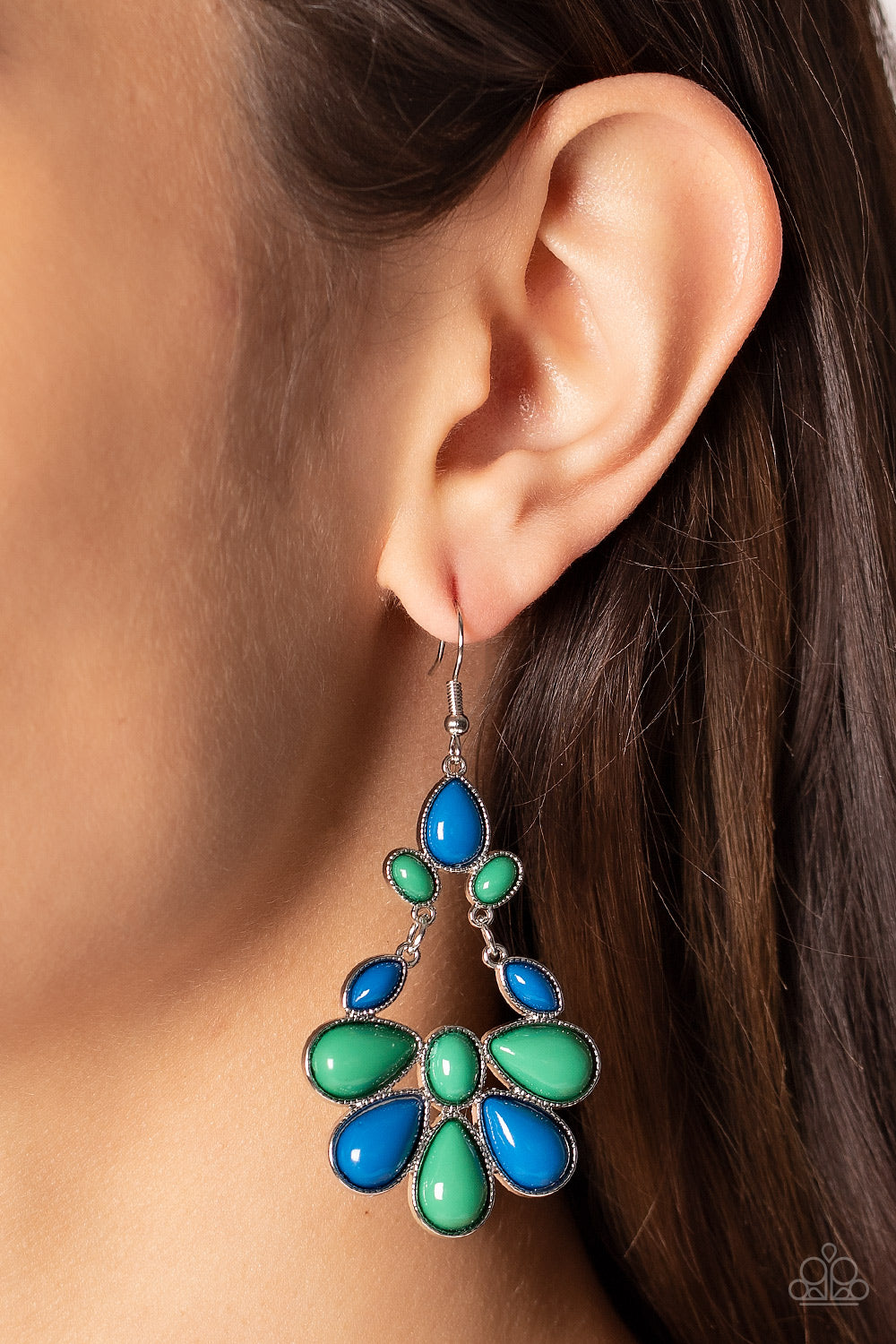 Colorfully Canopy - Multi Blue & Green Earrings - Sabrina's Bling Collection