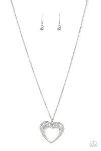 Cupid Charisma - White Rhinestone Heart Necklace - Sabrina's Blin Collection