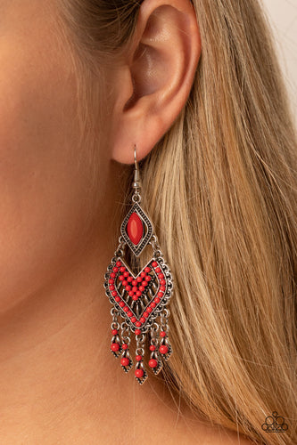 Dearly Debonair - Red Seed Bead Earrings - Sabrina's Bling Collection