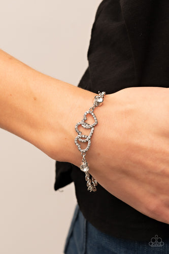Desirable Dazzle - White Rhinestone Heart Bracelet - Sabrina's Bling Collection