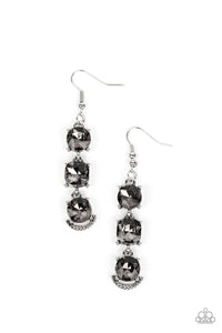 Determined to Dazzle - Silver Smoky Rhinestone Earrings - Sabrina's Bling Collection