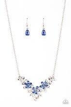 Load image into Gallery viewer, Floral Fashion Show - Blue Rhinestone Flower Necklace - Sabrina&#39;s Bling Collection