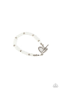 Following My Heart - White Heart Bracelet - Sabrina's Bling Collection