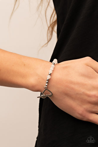 Following My Heart - White Heart Bracelet - Sabrina's Bling Collection