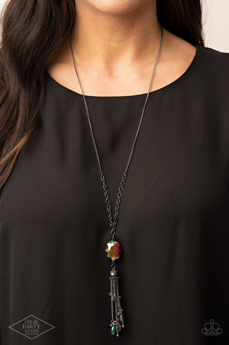 Fringe Flavor - Multi Gunmetal & Oil Spill Necklace - Black Diamond Exclusive -Sabrina's Bling Collection