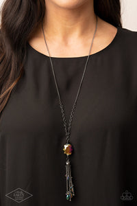 Fringe Flavor - Multi Gunmetal & Oil Spill Necklace - Black Diamond Exclusive -Sabrina's Bling Collection