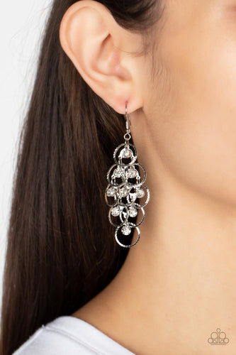 Head Rush - White Rhinestone Earrings - Sabrina's Bling Collection