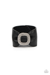 Lights, SELFIE, Action! - Black Pleather Bracelet - Sabrina's Bling Collection