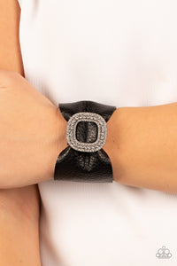 Lights, SELFIE, Action! - Black Pleather Bracelet - Sabrina's Bling Collection
