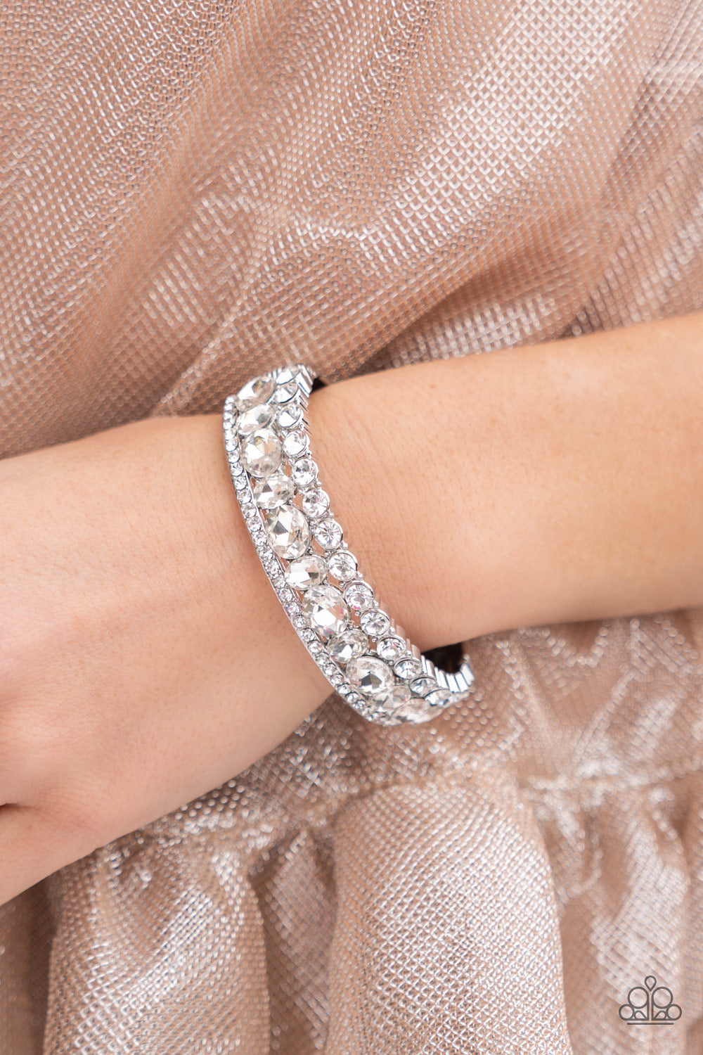Mega Megawatt - White Rhinestone Bracelet - Life Of The Party February 2022 - Sabrina's Bling Collection