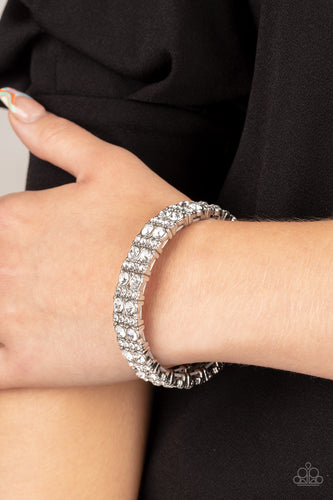 Mic Dropping Drama - White Rhinestone Bracelet - Sabrinas Bling Collection