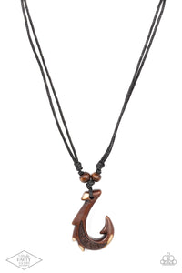 Off The Hook - Brown Wood Necklace - Sabrina's Bling Collection