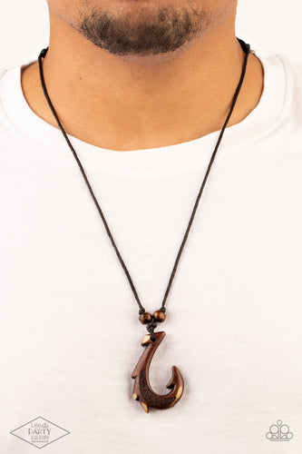 Off The Hook - Brown Wood Necklace - Sabrina's Bling Collection