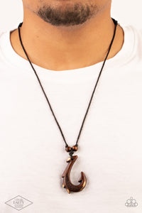 Off The Hook - Brown Wood Necklace - Sabrina's Bling Collection