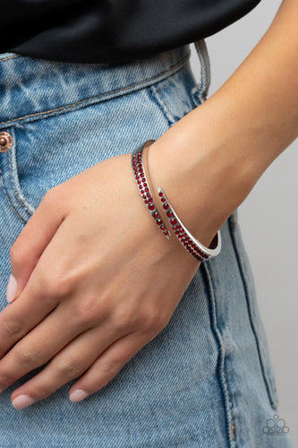 Sideswiping Shimmer - Red Rhinestone Bracelet - Sabrina's Bling Collection