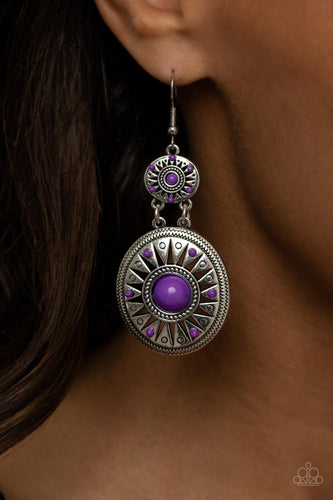 Temple of The Sun - Purple Earrings - Sabrina's Bling Collection