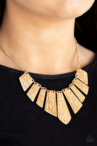 Texture Tigress - Gold    Paparazzi Jewelry Necklace with Free earrings - Sabrina's Bling Collection