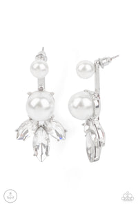 Extra Elite - White Earrings Paparazzi Accessories - Sabrina's Bling Collection