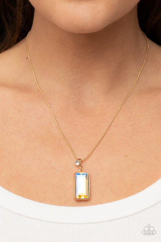 Cosmic Curator - Gold Iridescent Oil Spill Necklace - Sabrina's Bling Collection