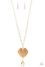 Load image into Gallery viewer, Doting Devotion - Gold Heart Lanyard Necklace - Sabrina&#39;s Bling Collection