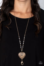 Load image into Gallery viewer, Doting Devotion - Gold Heart Lanyard Necklace - Sabrina&#39;s Bling Collection
