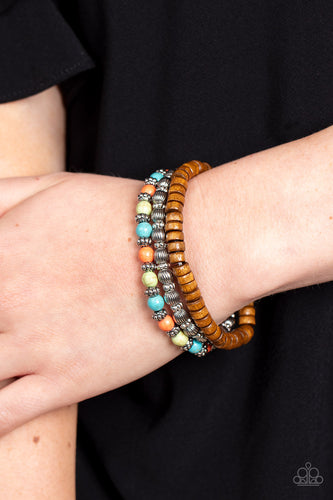 ESCAPADE Route - Multi Wood & Stone Bracelet - Sabrina's Bling Collection