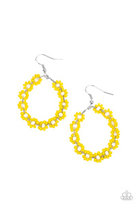 Festively Flower Child - Yellow Seed Bead Earrings - Sabrina's Bling Collection