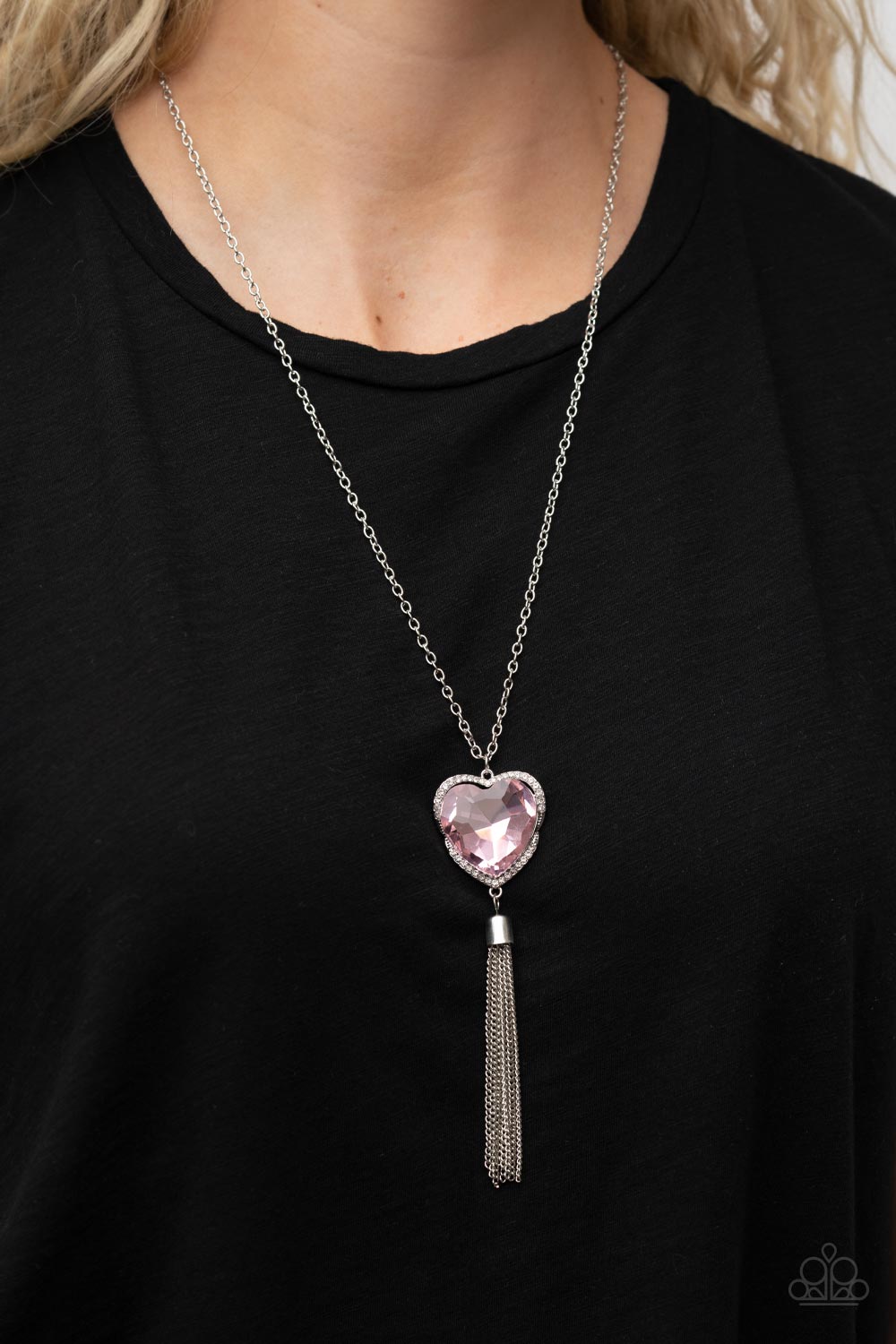 Finding My Forever - Pink Rhinestone Heart Necklace - Sabrina's Bling Collection
