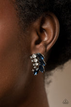 Load image into Gallery viewer, Flawless Fronds - Blue &amp; White Earrings - Sabrina&#39;s Bling Collection
