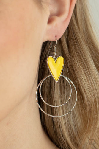 Happily Ever Hearts - Yellow Earrings - Sabrina's Bling Collection