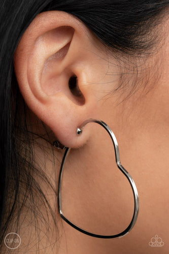 Harmonious Hearts - Silver Heart Hoop Earrings - Sabrina's Bling Collection