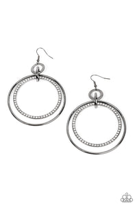 Haute Hysteria - Black & Rhinestone Hoop Earrings - Sabrinas Bling Collection